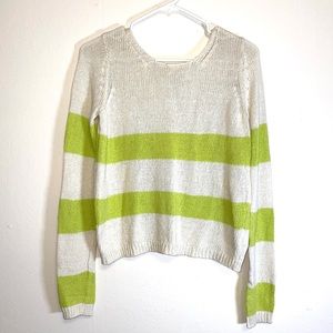 Striped Sweater, Chartreuse & Ivory